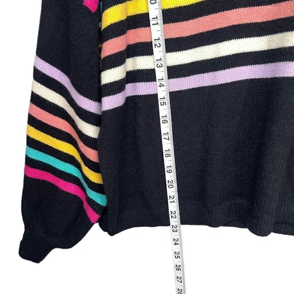 Dreamers by Debut Women's Rainbow Striped Sweater with Puff Sleeves XS - Picture 6 of 9